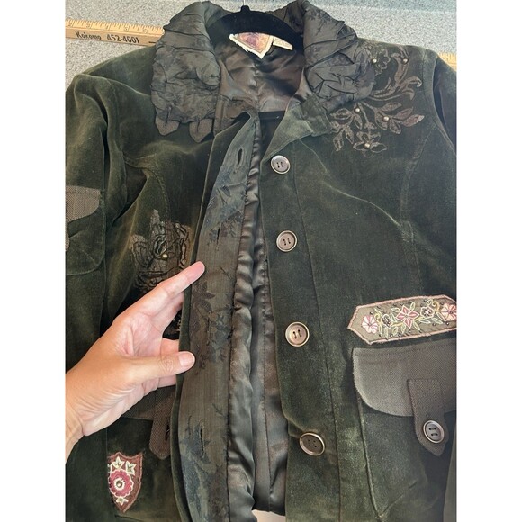 Mrs. Pepper Blazer Jacket Velour Coat Shabby Ranger Chic Hippie Pockets Small - Picture 10 of 16